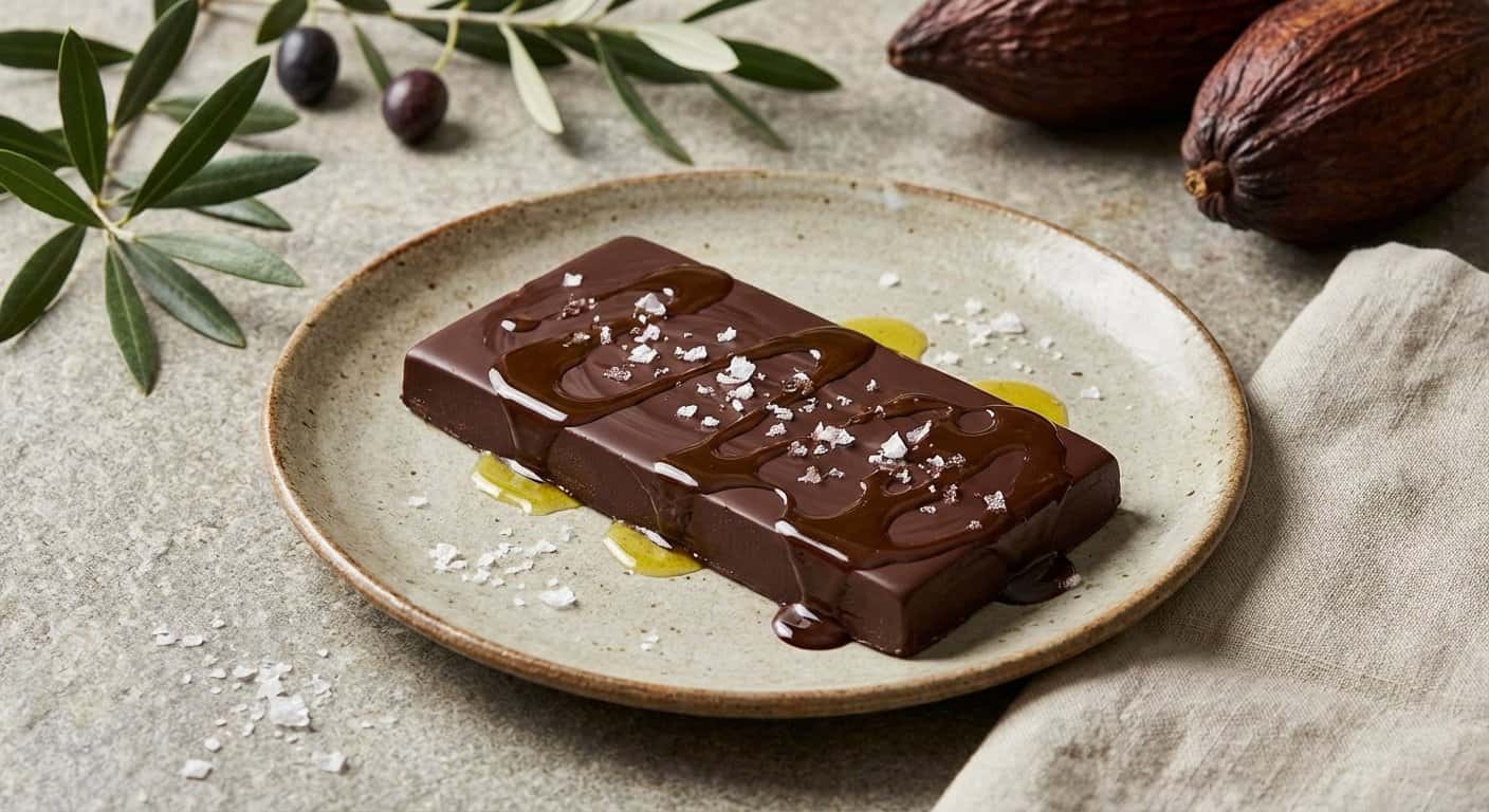 Chocolate Negro con Aceite de Oliva y Escamas de Sal