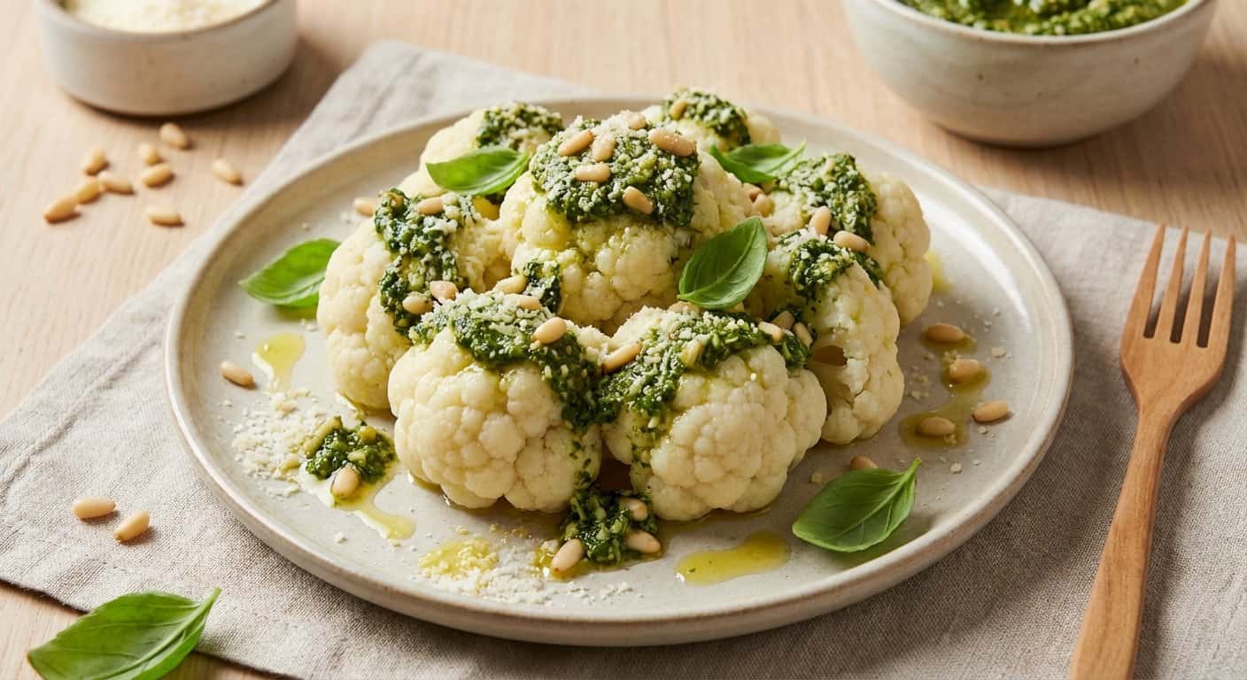 Coliflor al Vapor con Pesto