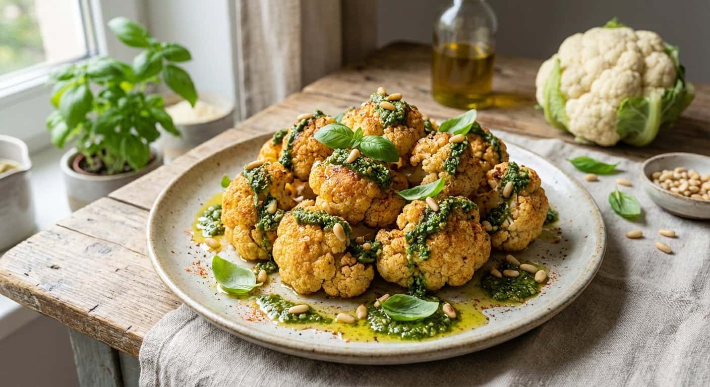 Coliflor Crujiente con Pesto