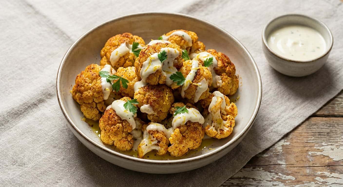 Coliflor Crujiente con Salsa de Limón