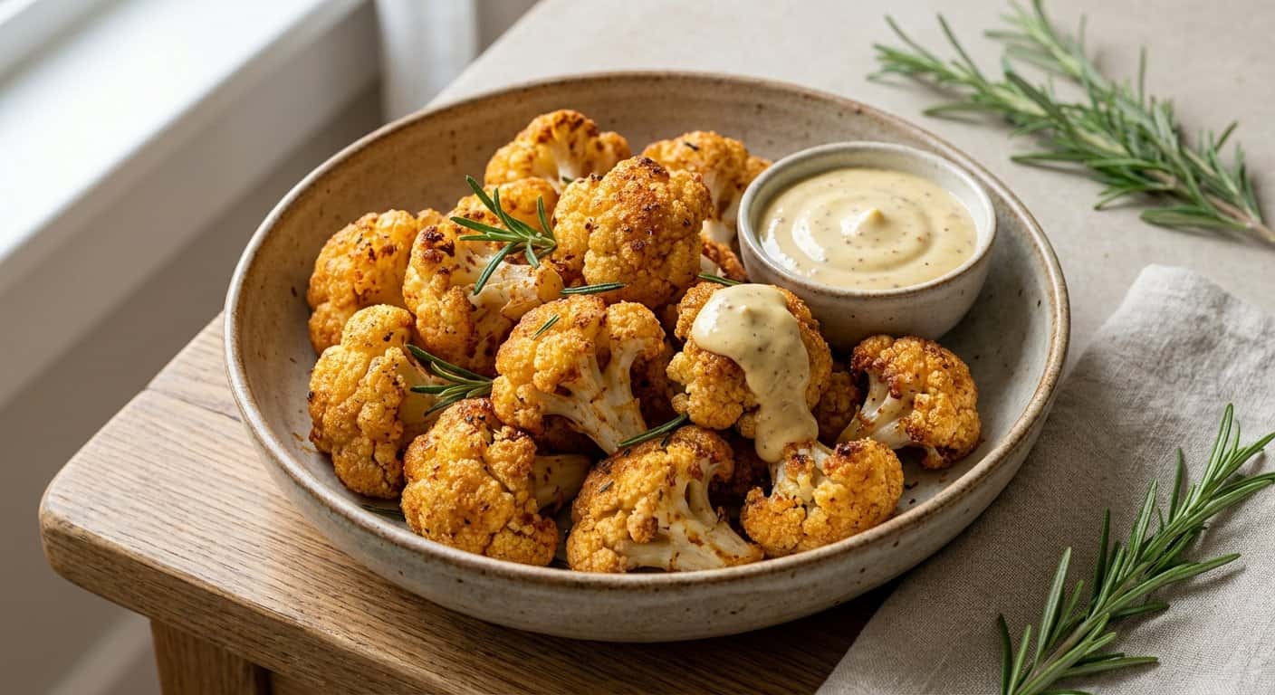 Coliflor Crujiente con Salsa de Mostaza