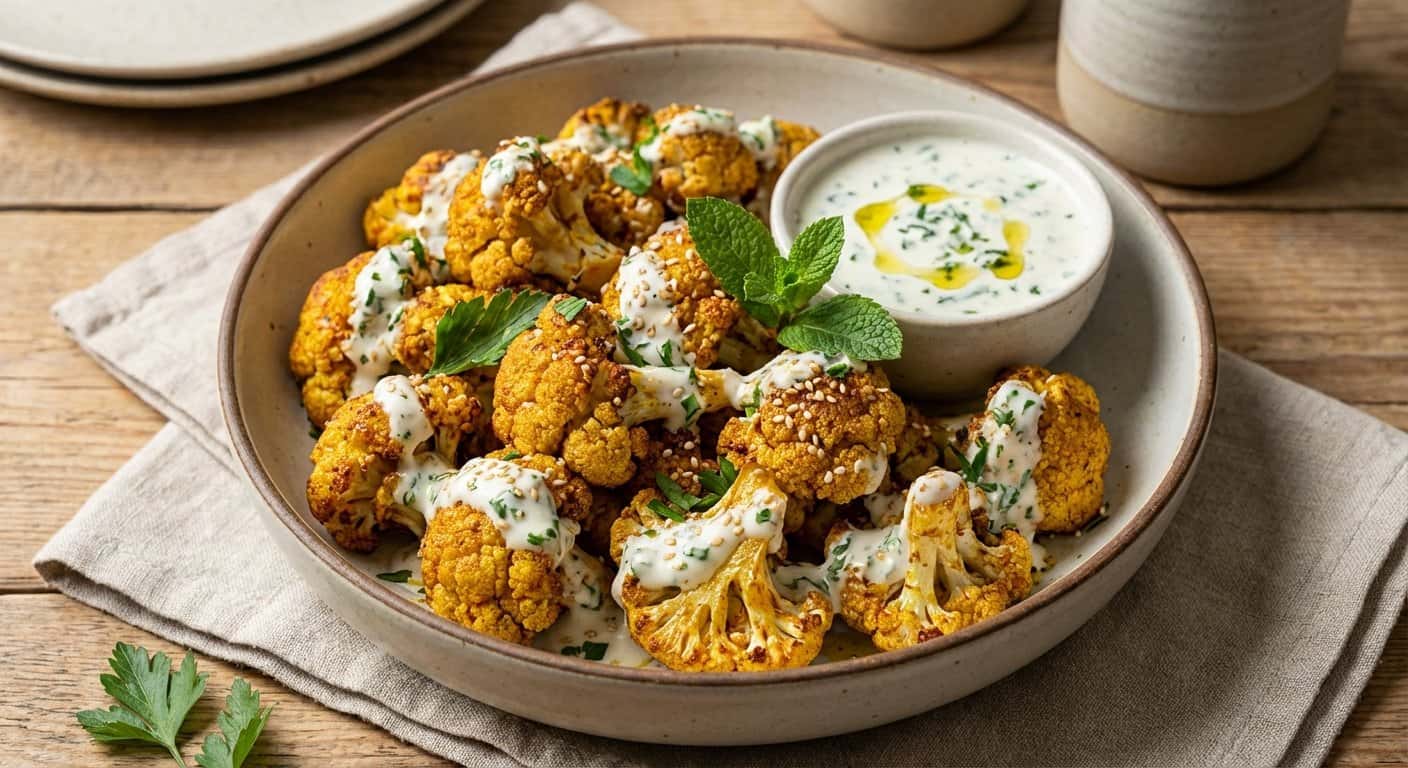 Coliflor Crujiente con Salsa de Yogur