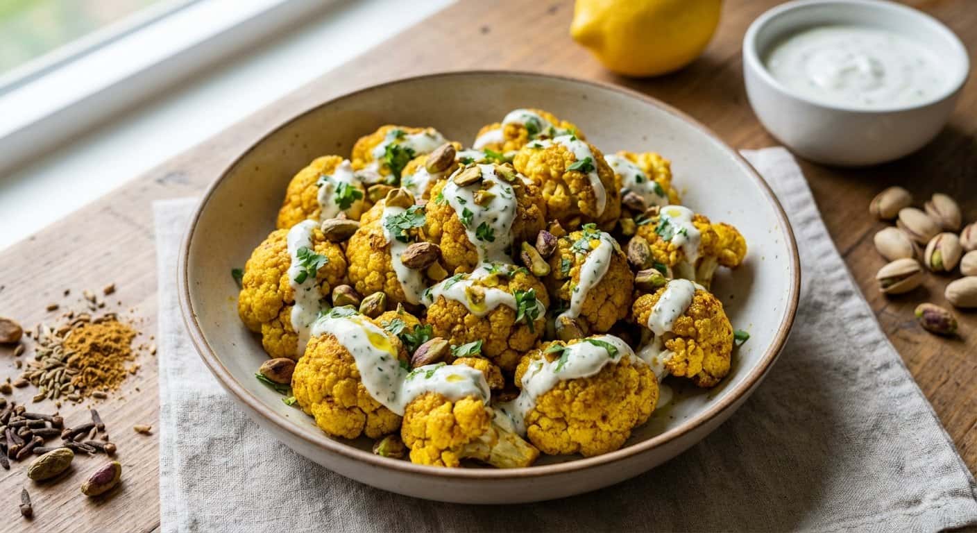Coliflor Especiada con Salsa de Yogur