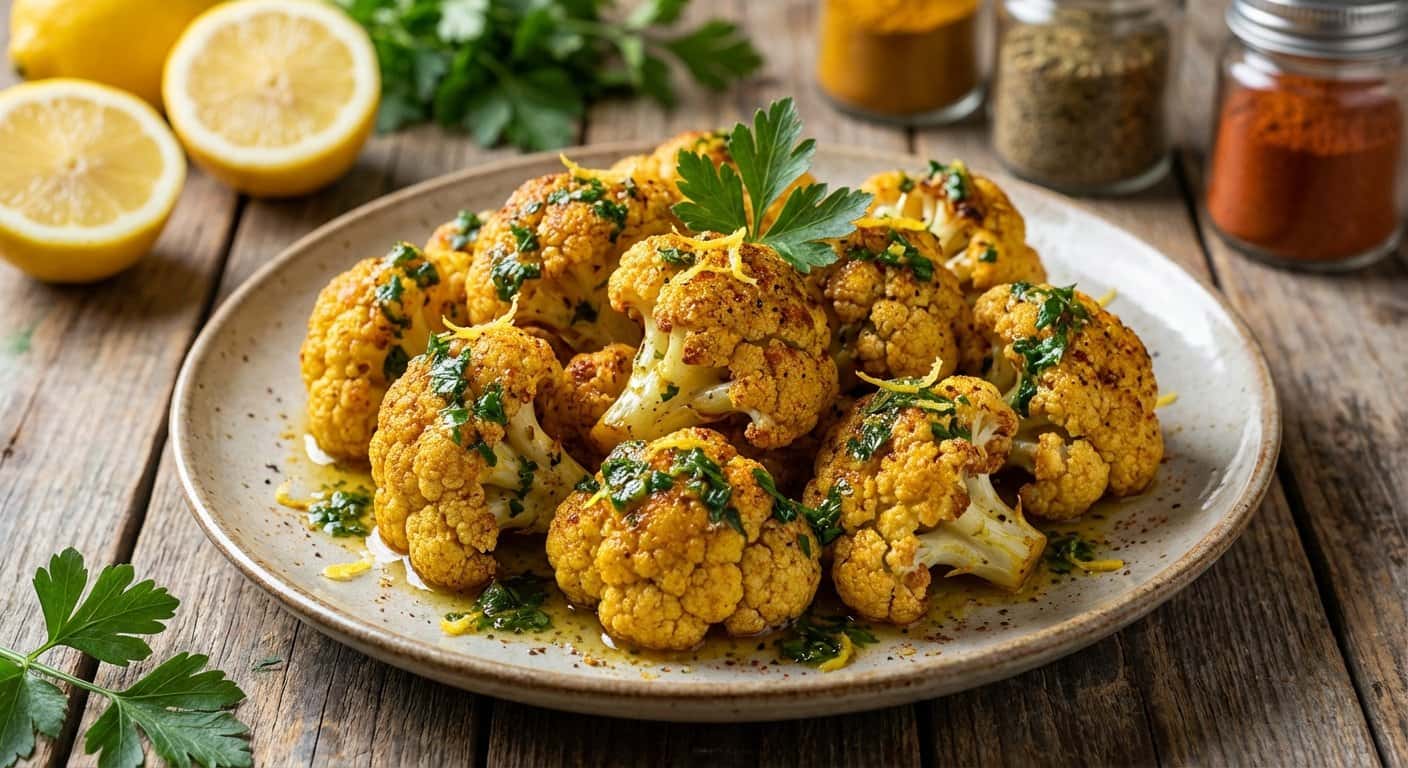 Coliflor Especiadas con Vinagreta de Limón y Hierbas