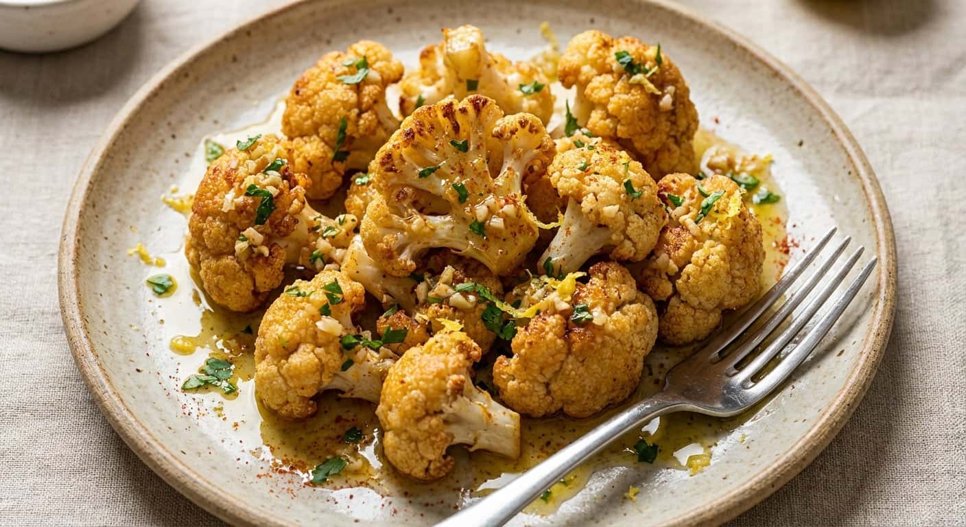 Coliflor Salteada con Salsa de Ajo