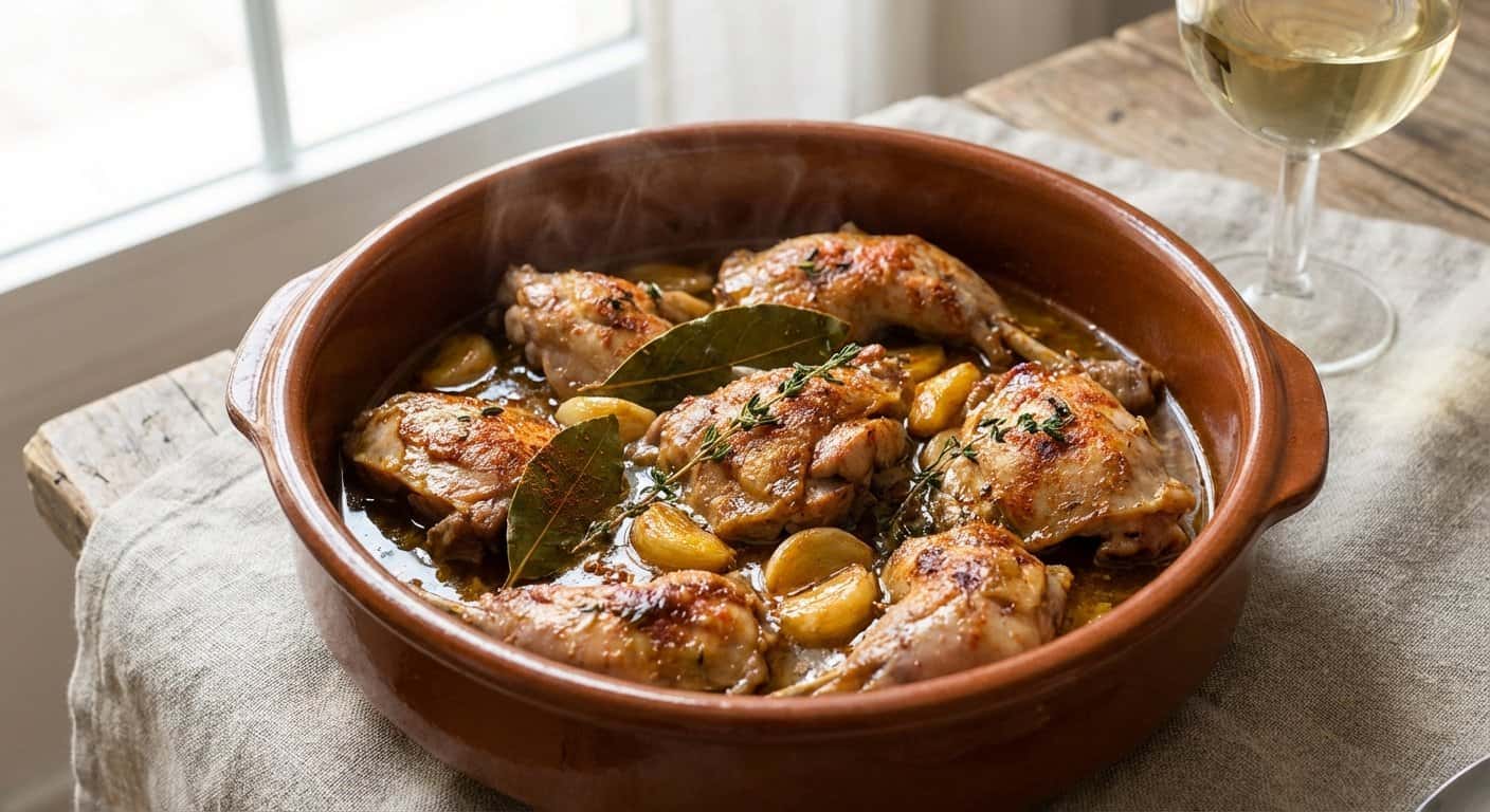 Conejo al Ajillo a Fuego Lento