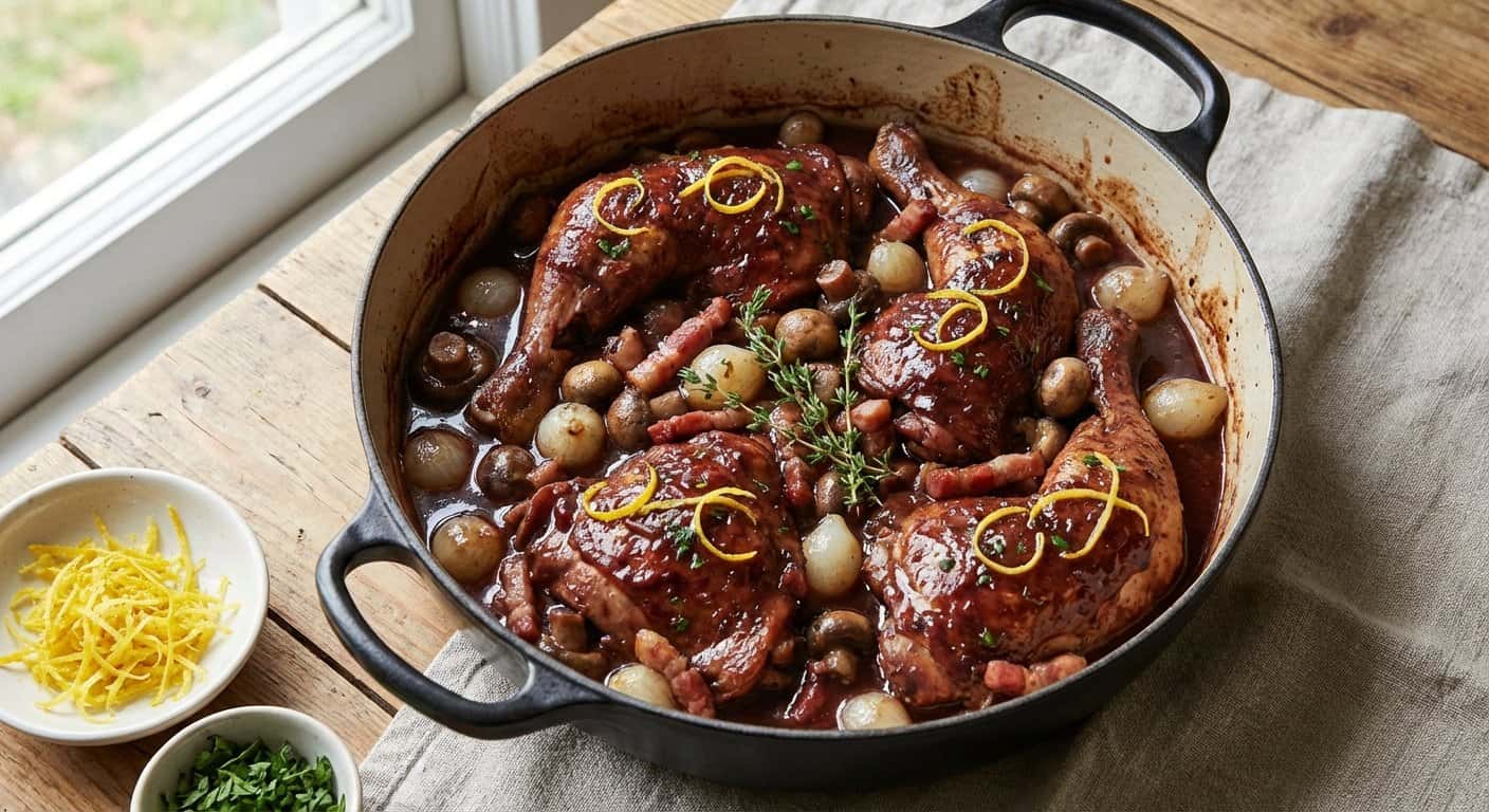 Coq au Vin Lionés con Limón