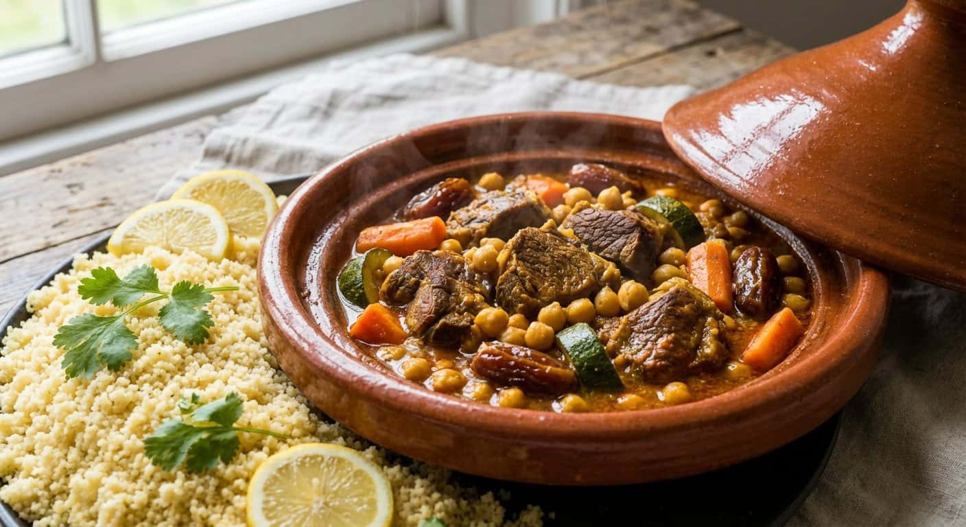 Cordero en Tajine con Garbanzos
