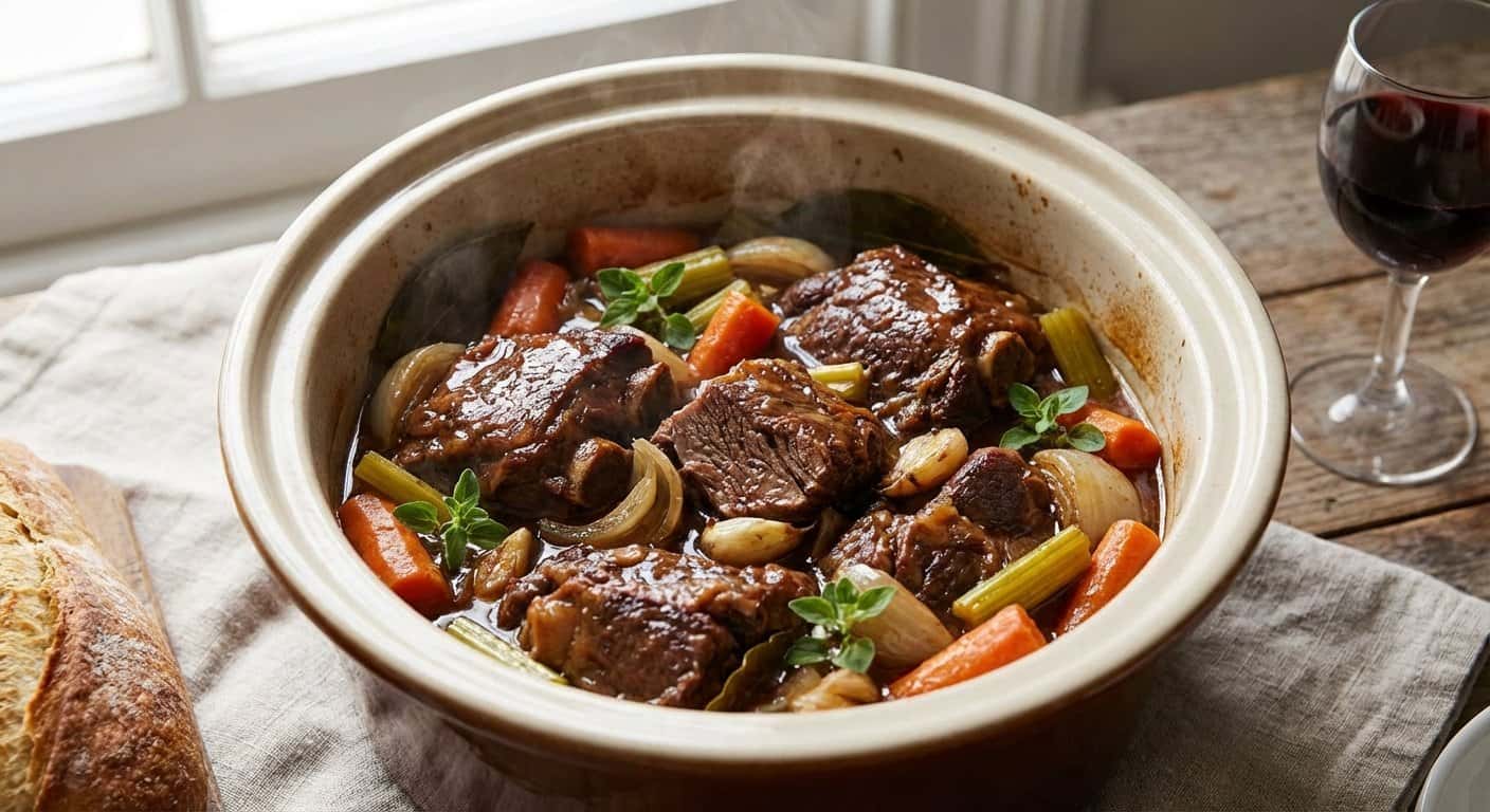 Cordero Estofado con Apio y Orégano en Slow Cooker