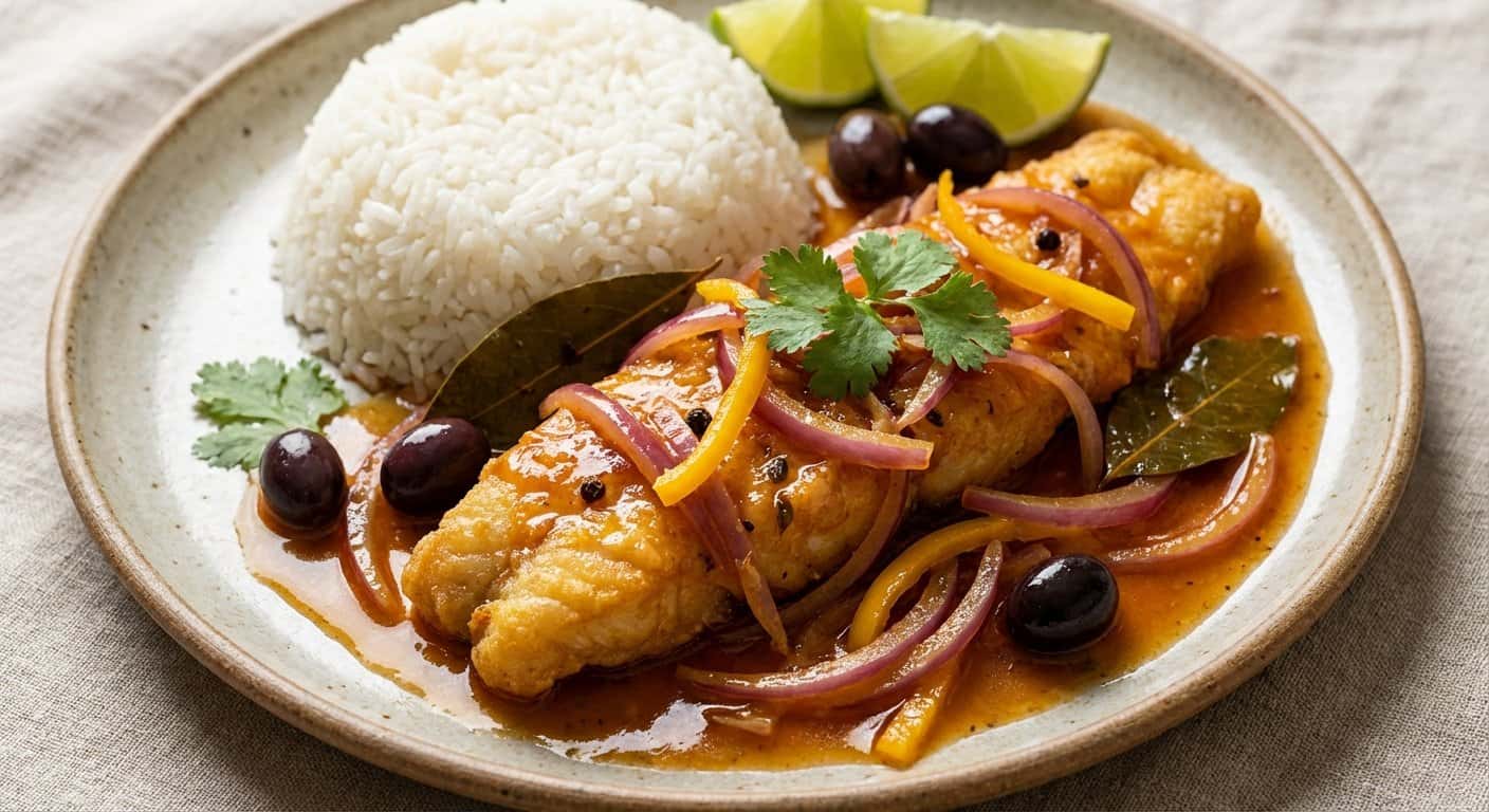 Corvina en Escabeche con Arroz Blanco