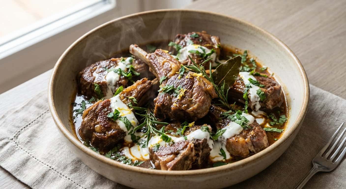 Costillar de Cordero Estofado con Yogur y Menta