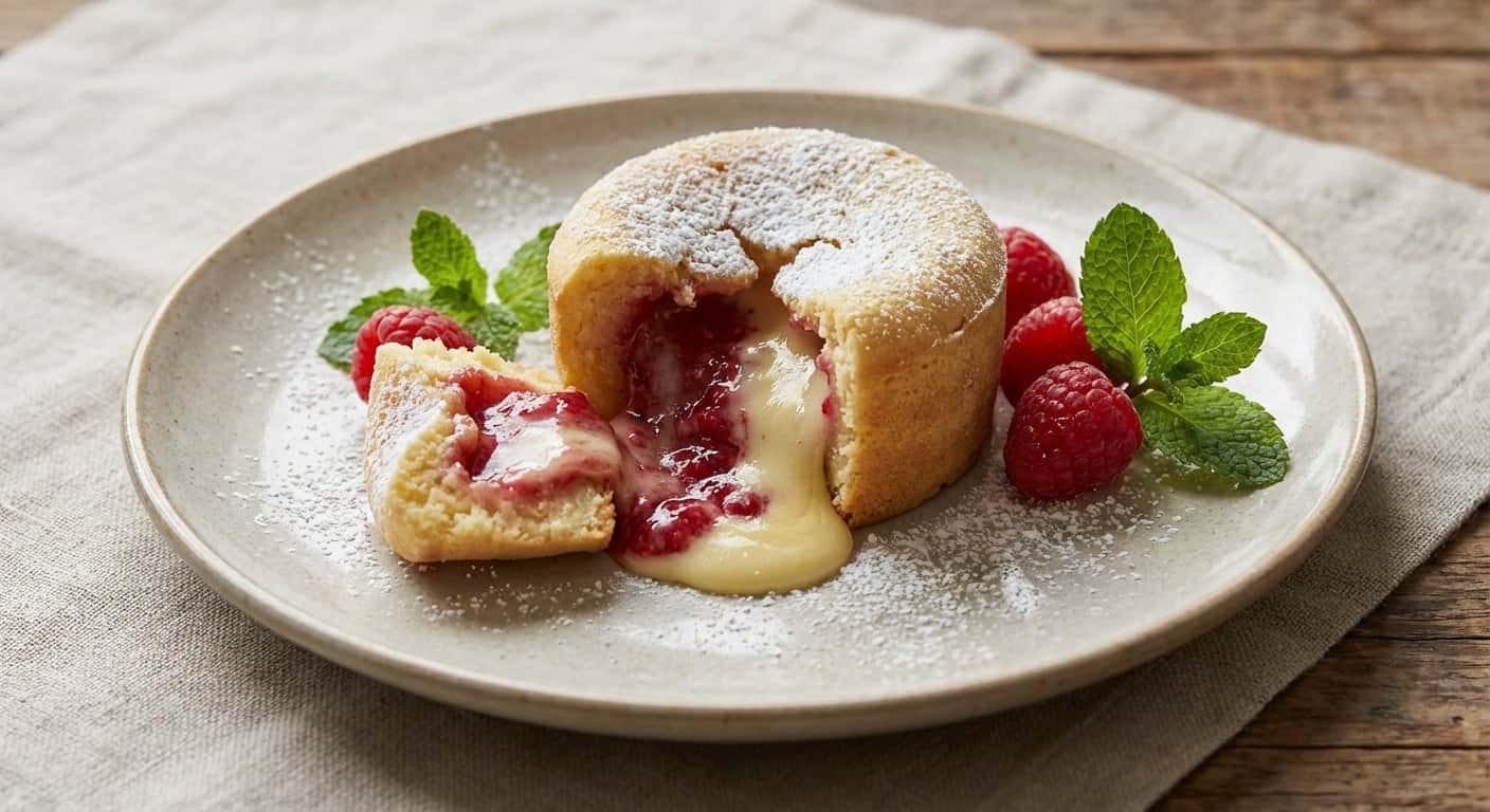 Coulant de Chocolate Blanco con Frambuesa