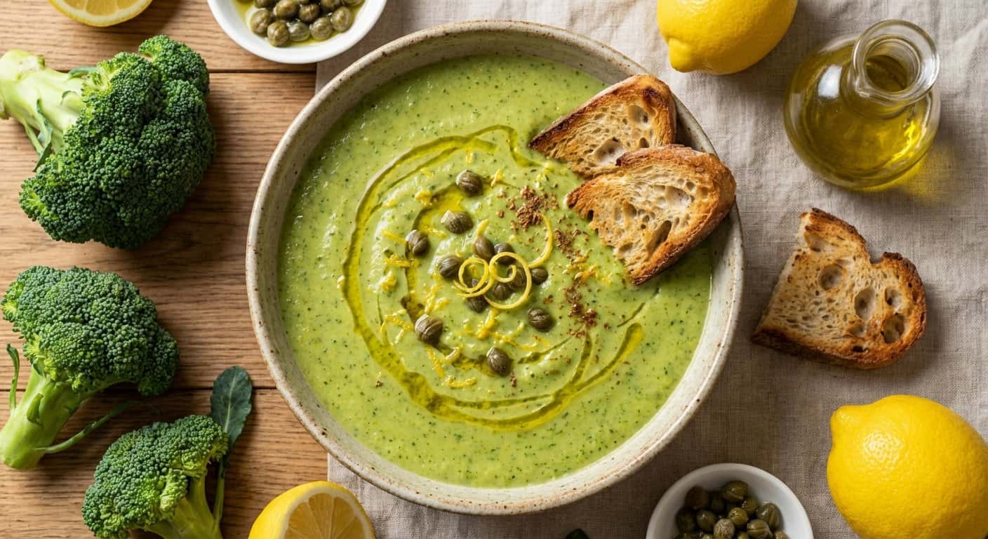 Crema de Brócoli con Limón y Alcaparras