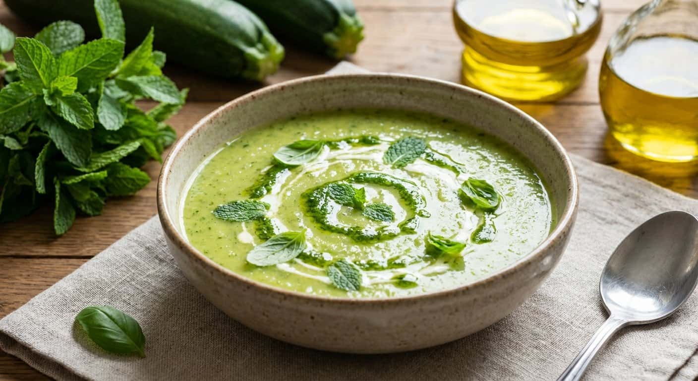 Crema de Calabacín con Menta y Aceite de Albahaca