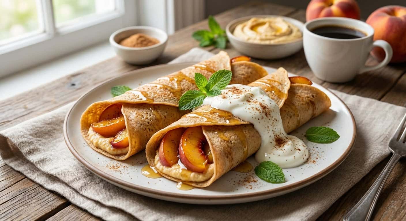 Crepes de Hummus y Melocotón