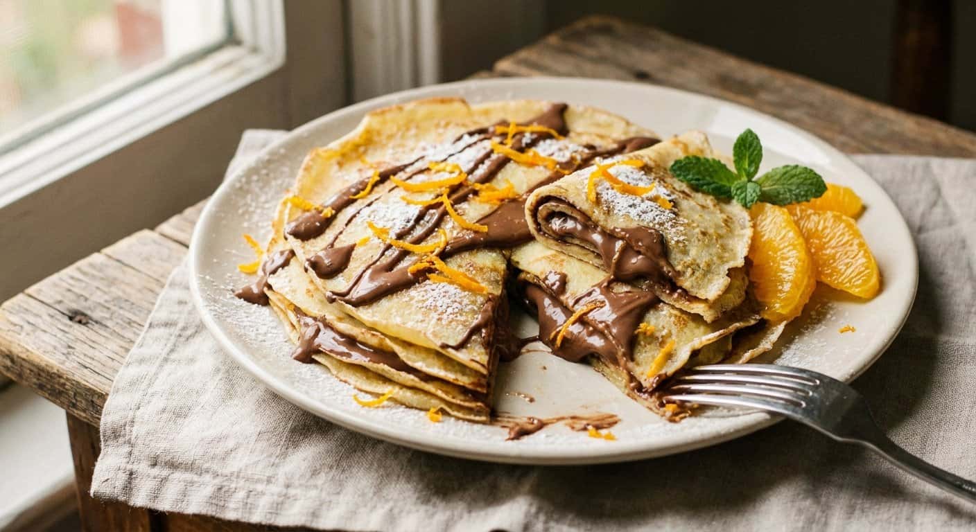 Crepes Dulces con Chocolate con Leche y Naranja