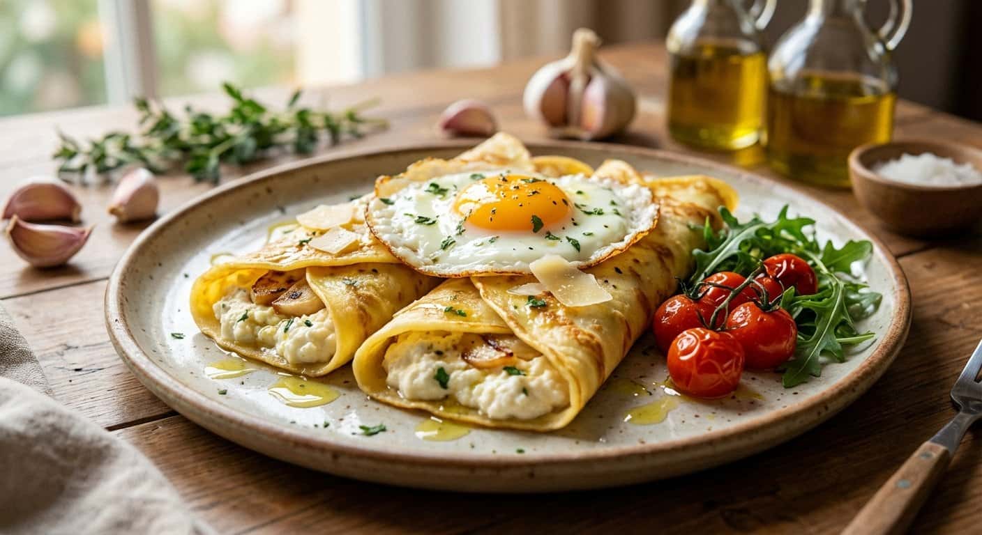 Crepes Salados con Ajo y Requesón