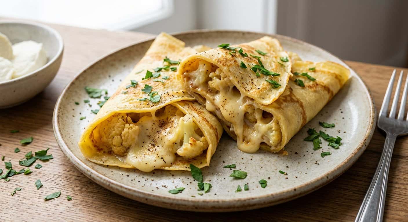 Crepes Salados con Coliflor y Mozzarella