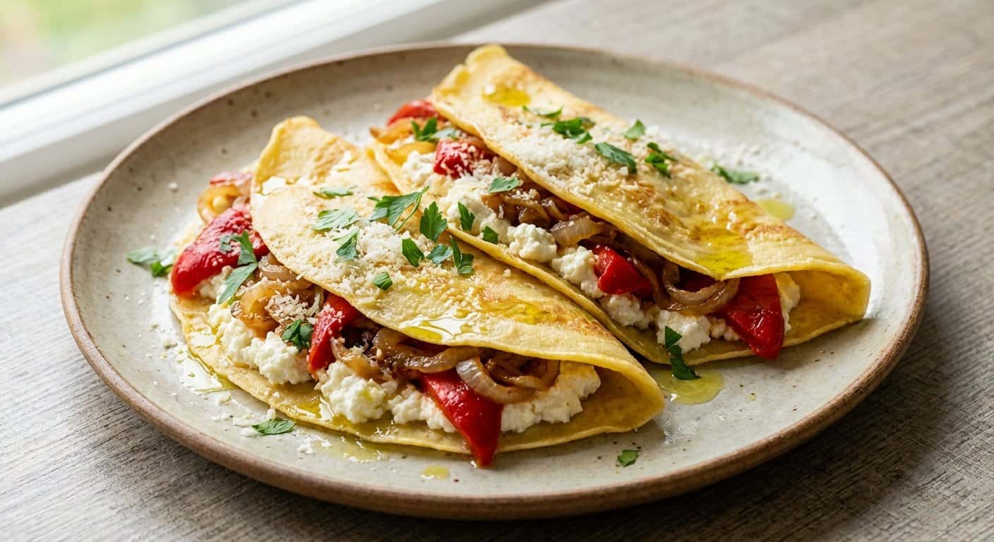 Crepes Salados con Pimiento y Requesón