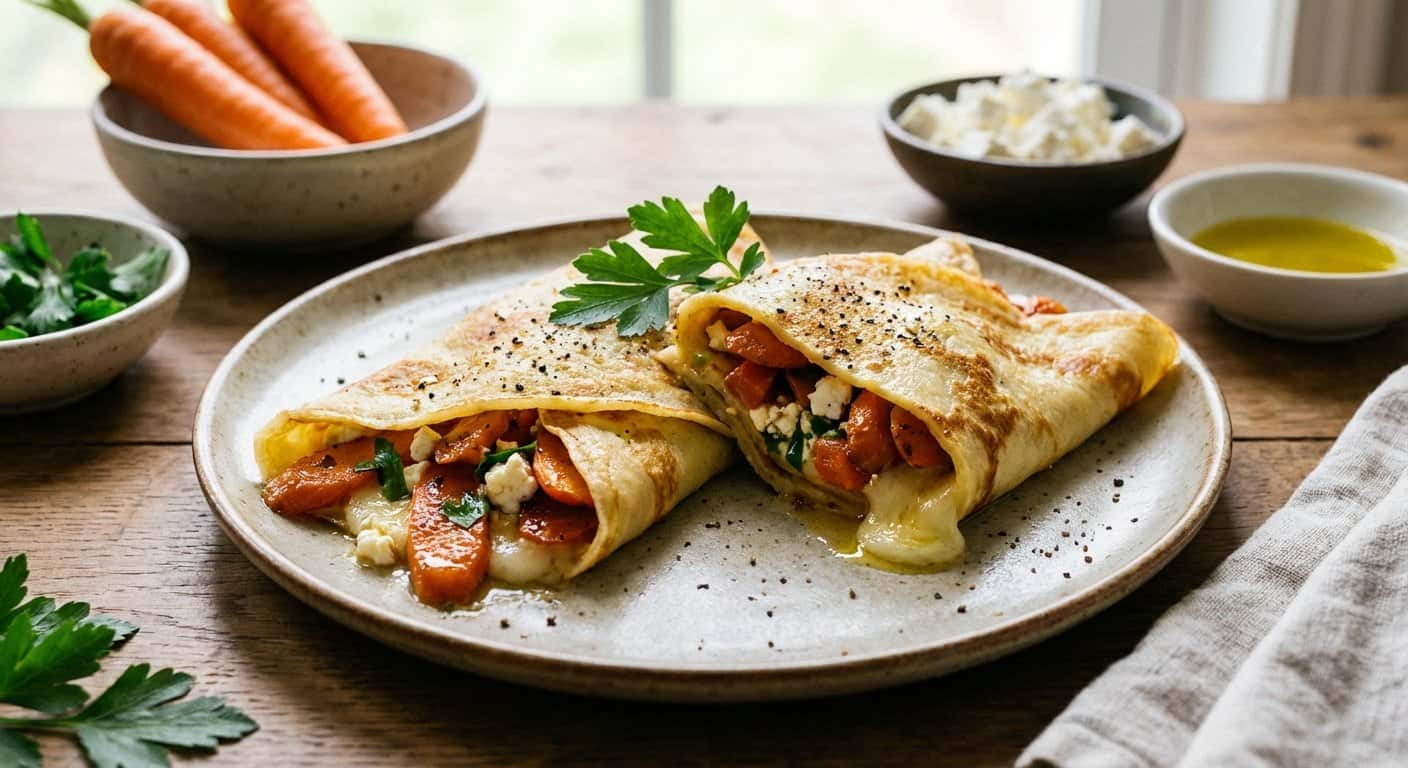 Crepes Salados con Zanahoria y Feta