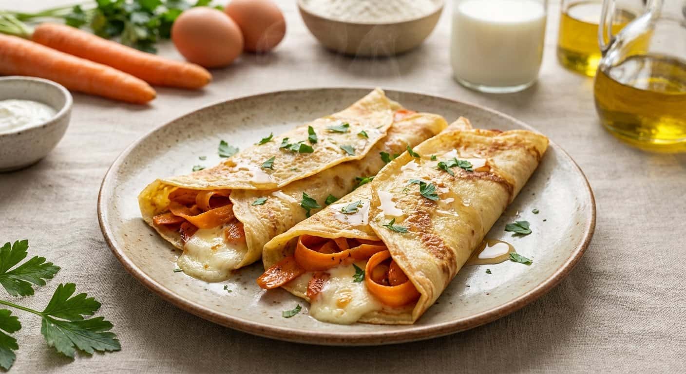 Crepes Salados con Zanahoria y Mozzarella