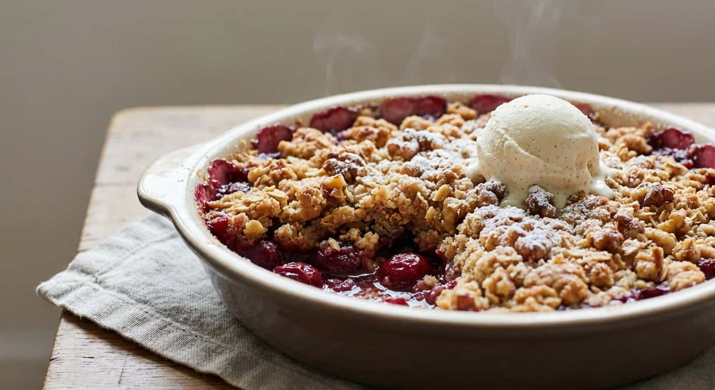 Crumble de cereza con nuez