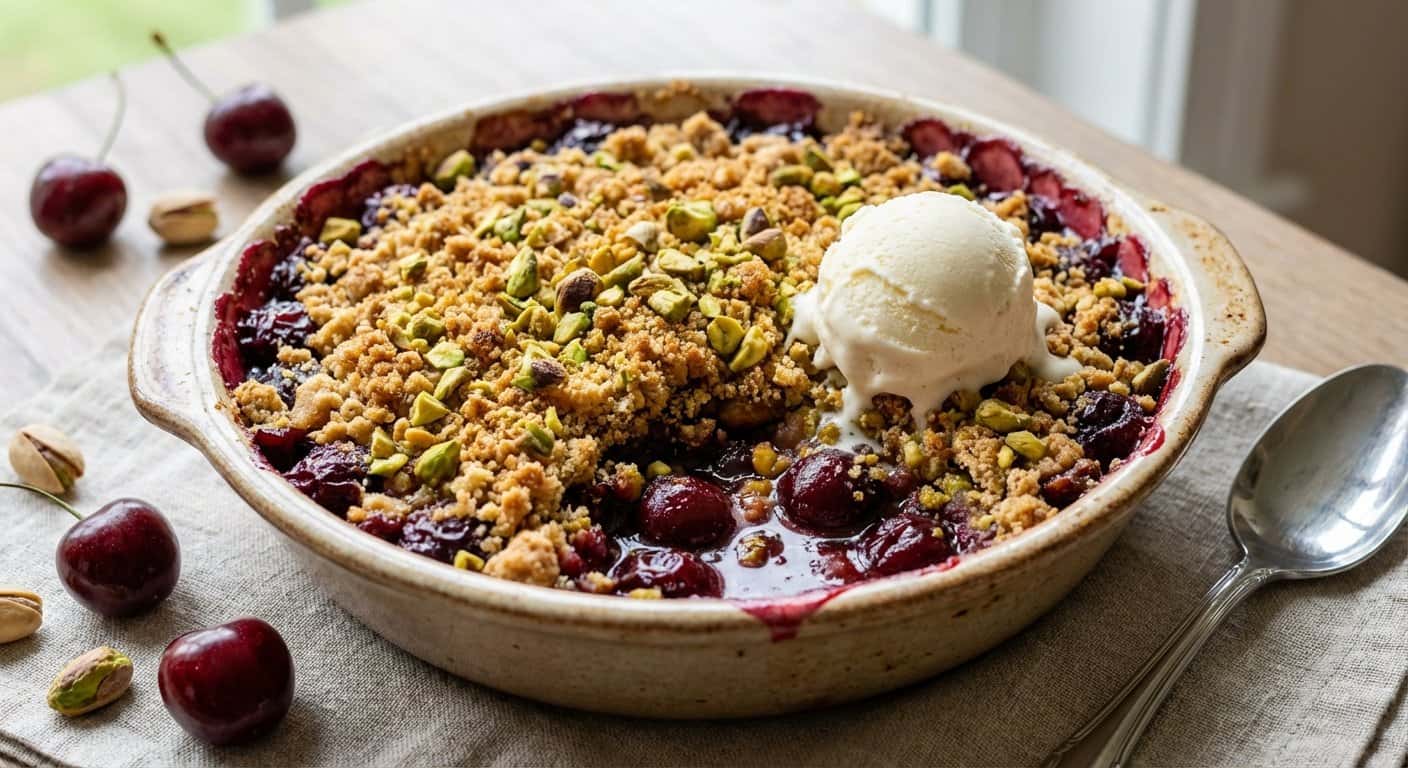 Crumble de Cereza con Pistacho