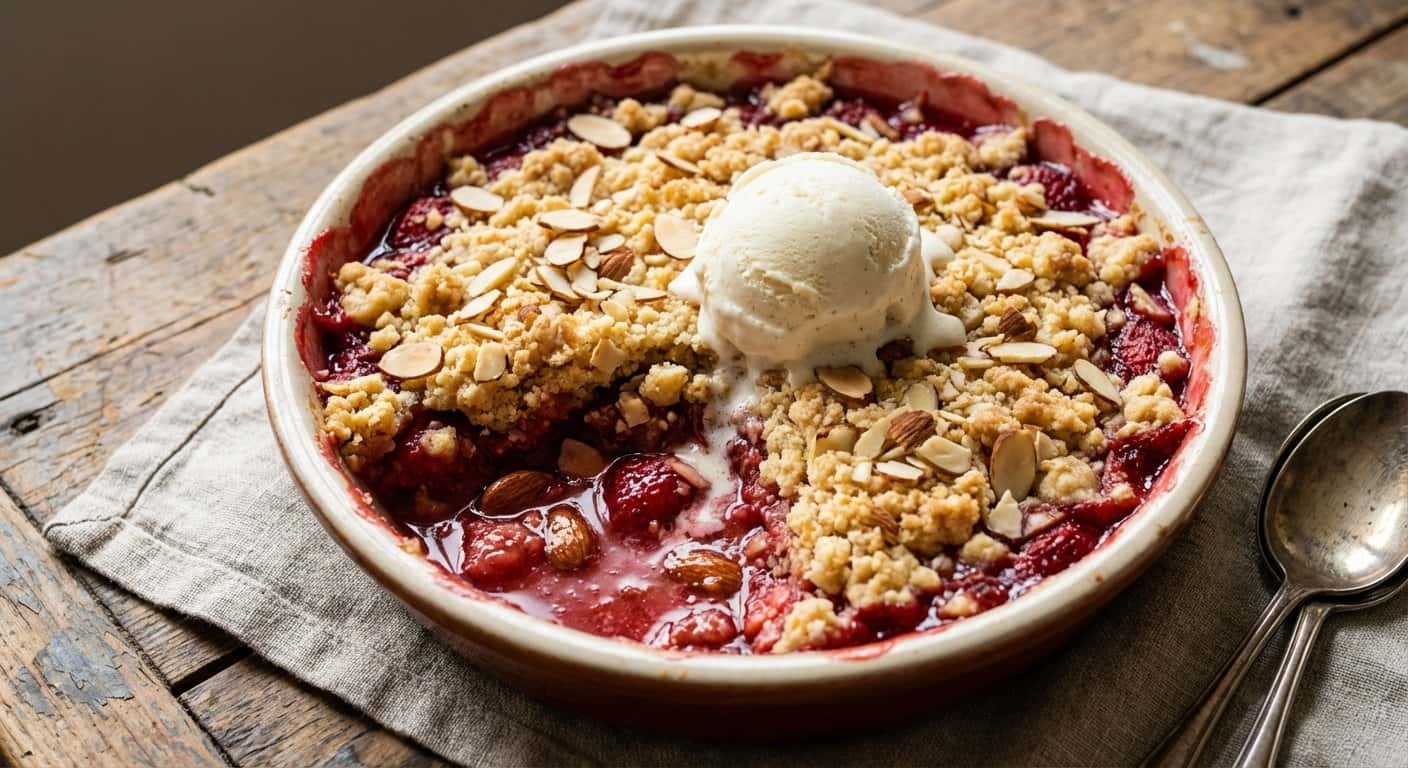 Crumble de fresa con almendra