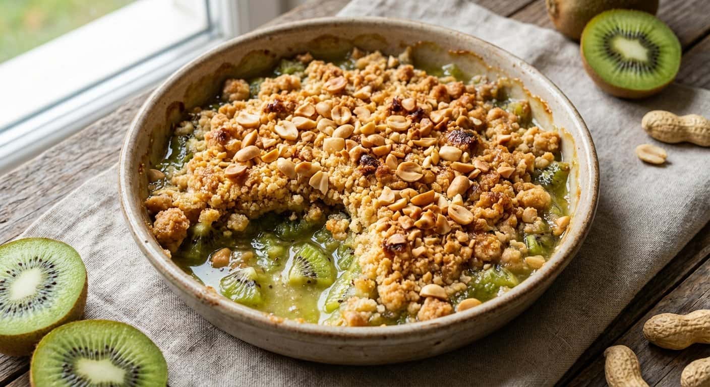 Crumble de kiwi con cacahuete