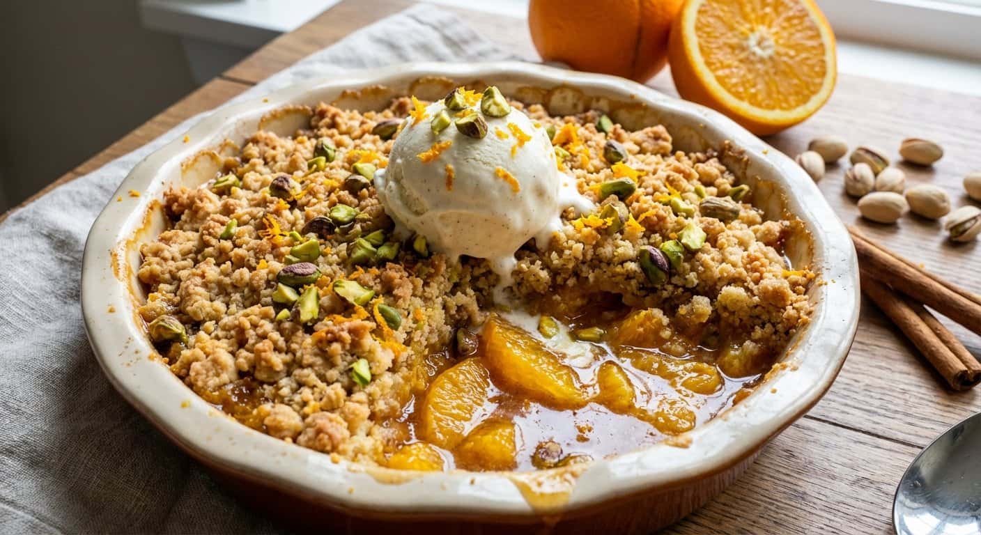 Crumble de naranja con pistacho