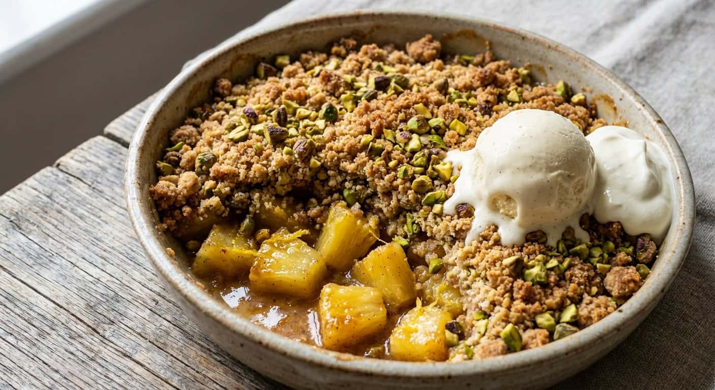 Crumble de Piña con Pistacho