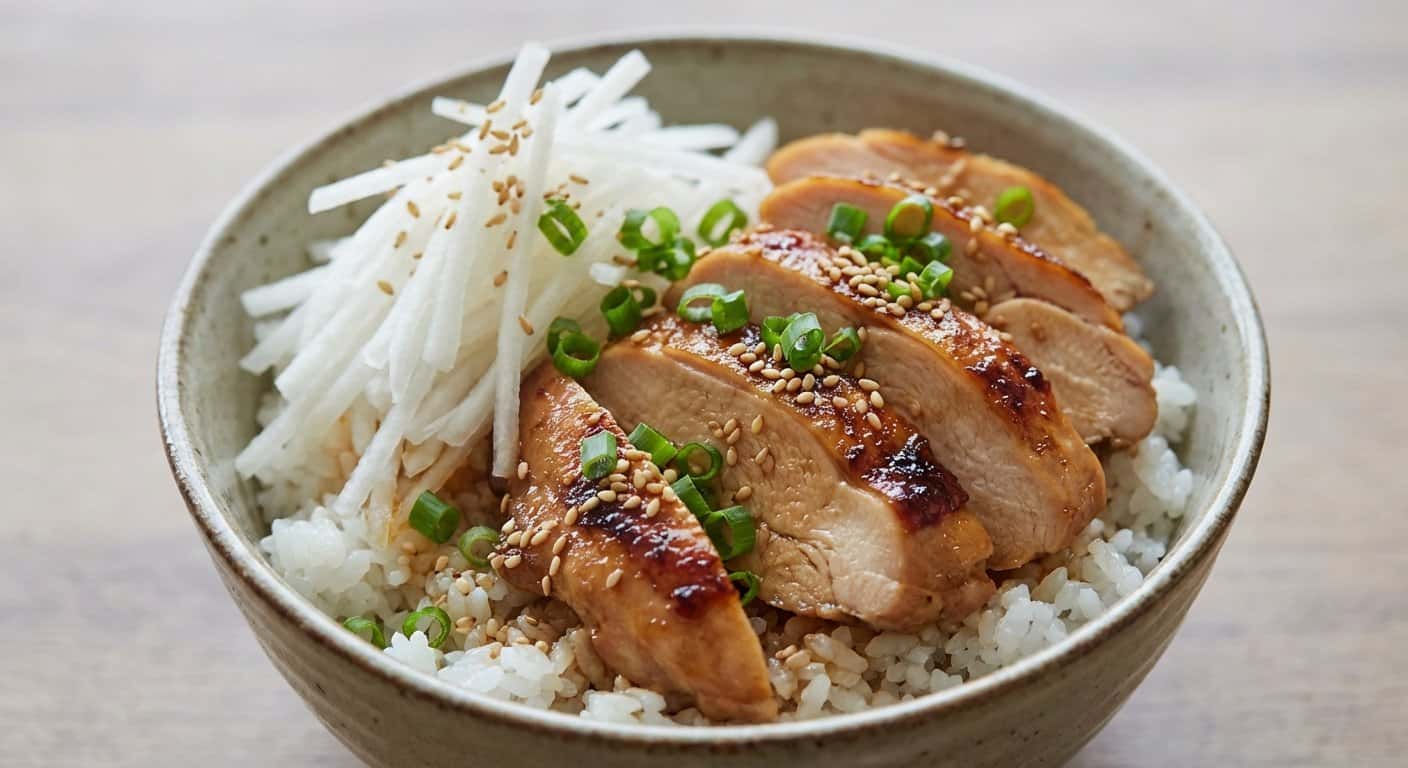 Donburi de Pollo Ponzu con Daikon