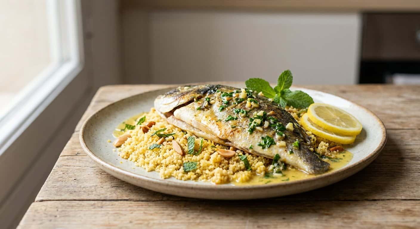 Dorada a la mantequilla con couscous