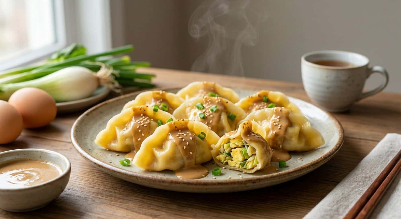 Dumplings Yunnan de Huevo con Salsa de Sésamo