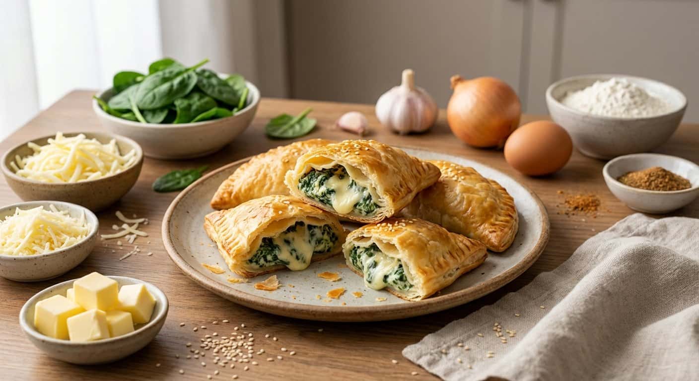 Empanadas de Espinacas y Queso con Masa Hojaldrada