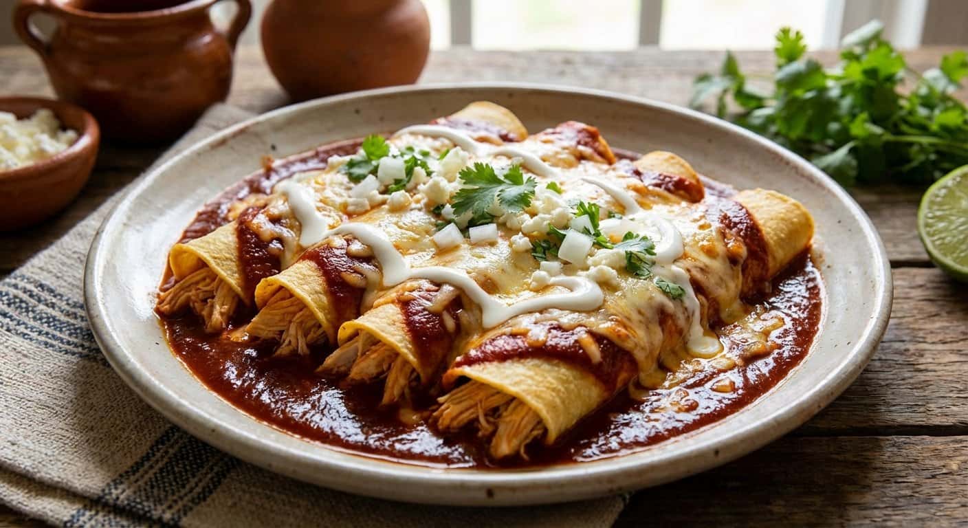 Enchiladas Rojas de Pollo