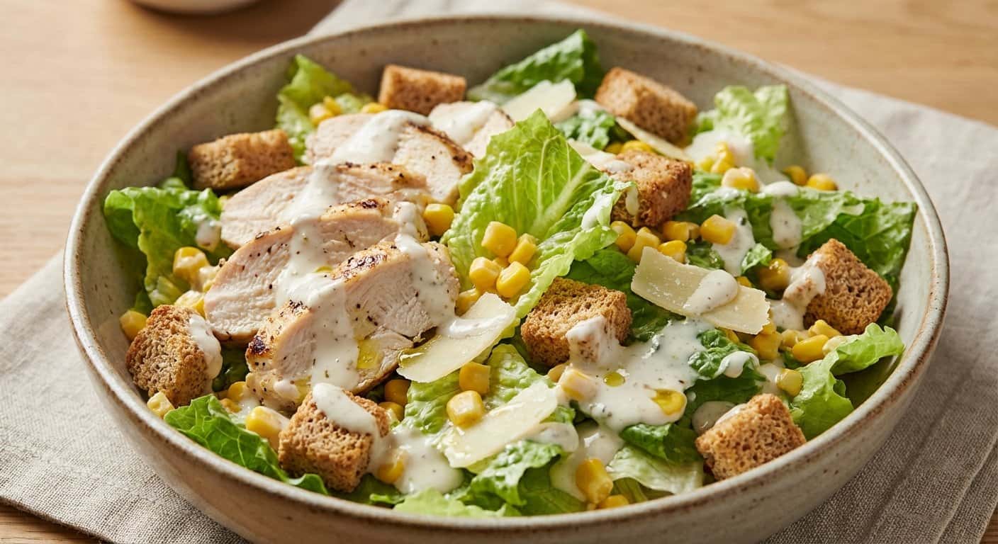 Ensalada César Ligera de Pollo con Maíz