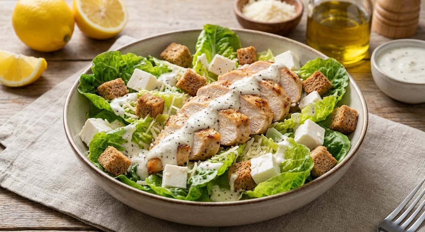 Ensalada César Ligera de Pollo con Queso Fresco