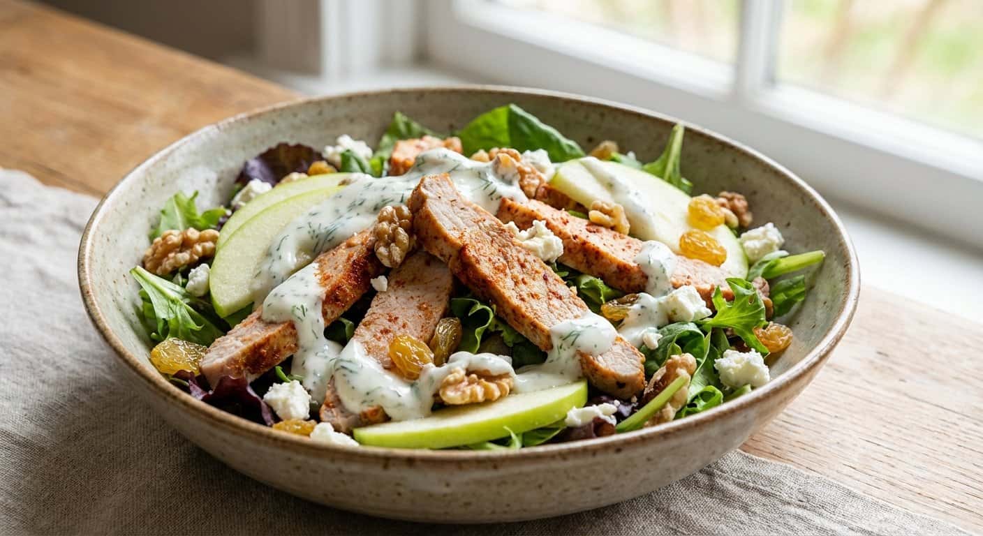 Ensalada de cerdo con manzana y yogur natural