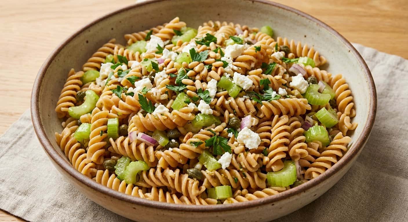 Ensalada de Pasta Integral con Apio y Alcaparras