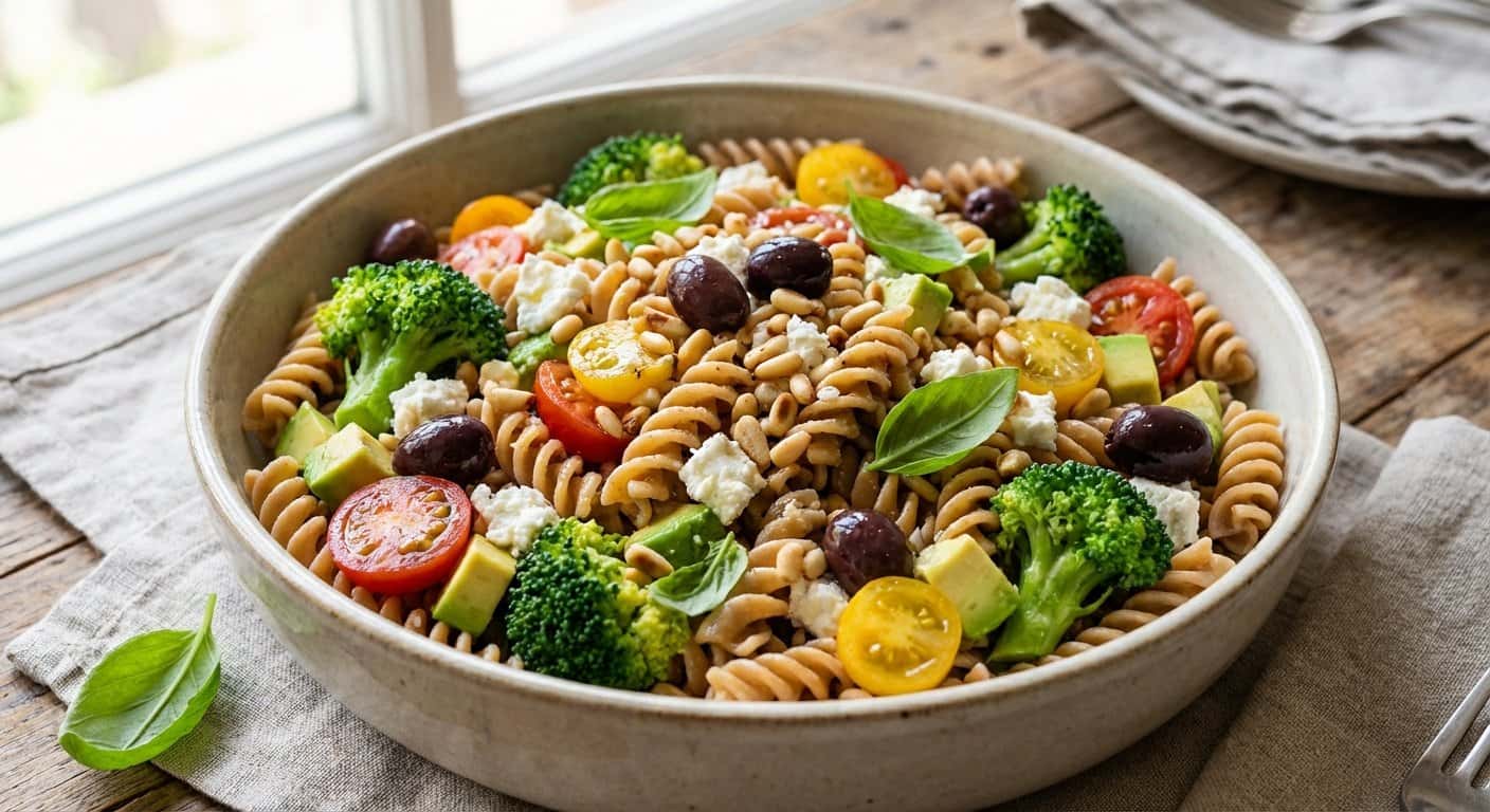 Ensalada de Pasta Integral con Brócoli y Queso Fresco