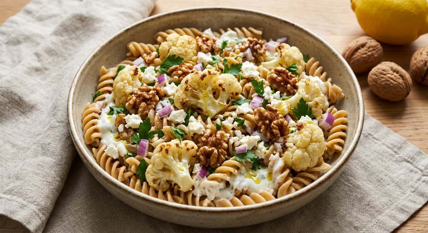 Ensalada de Pasta Integral con Coliflor y Nueces