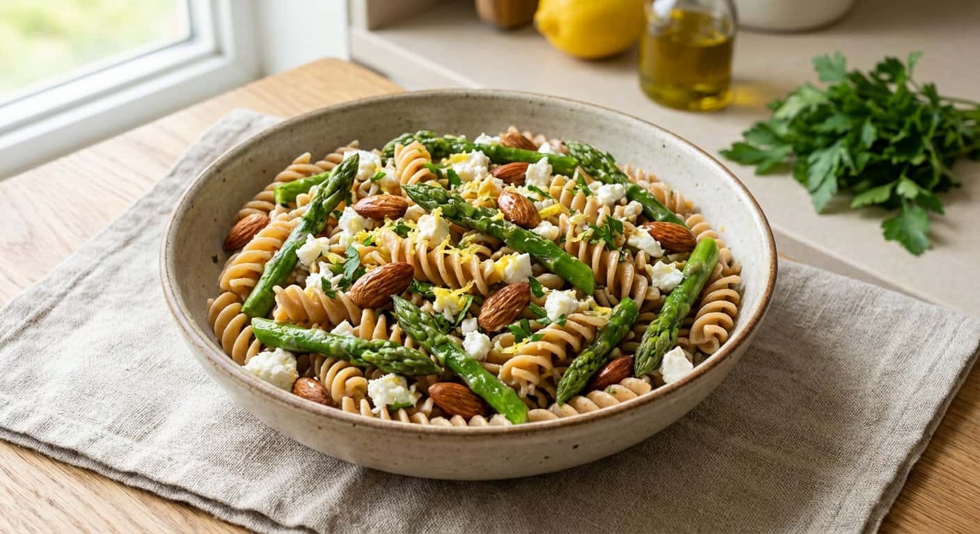 Ensalada de Pasta Integral con Espárragos y Almendras