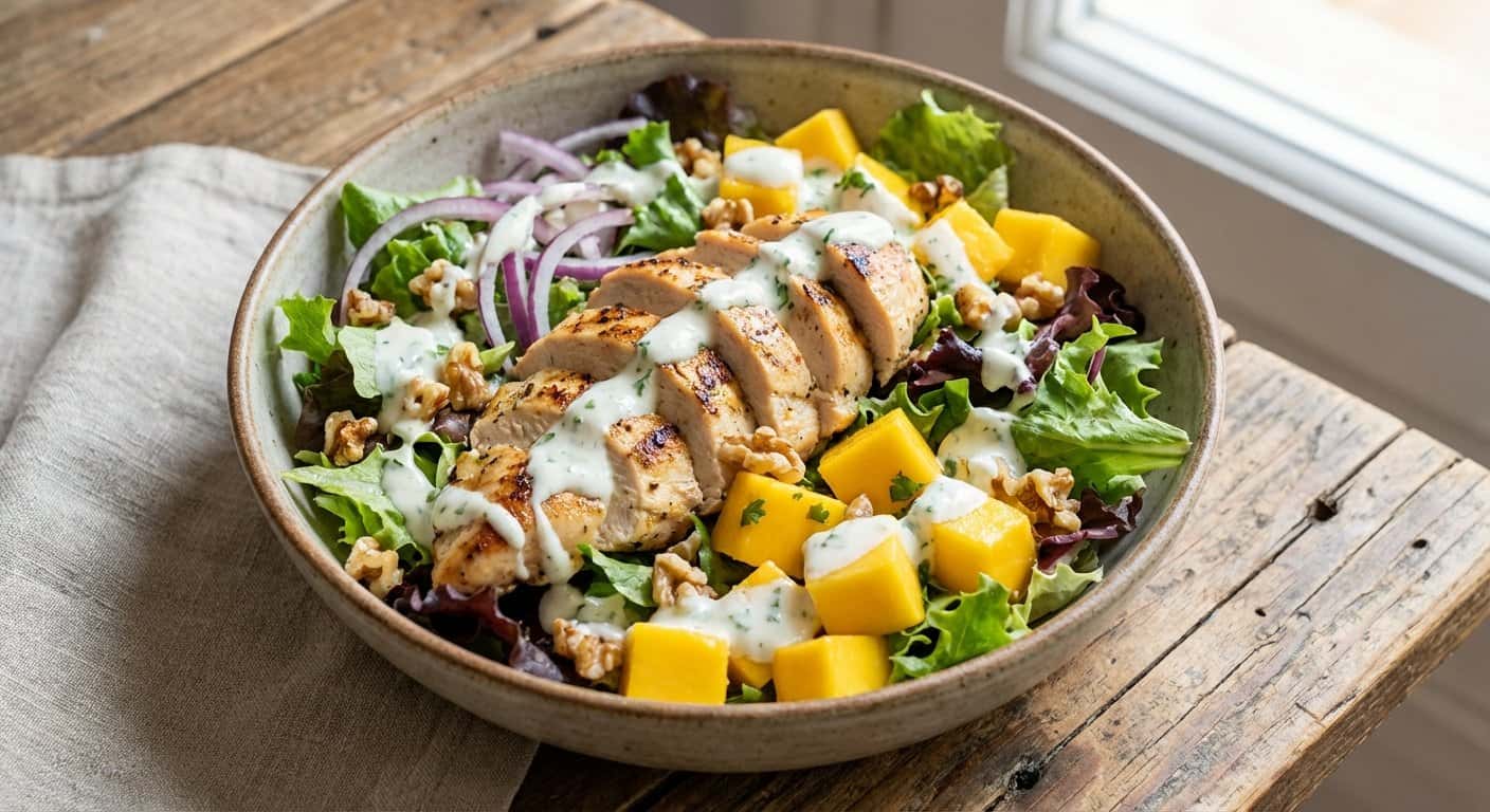 Ensalada de Pollo con Mango y Yogur Natural