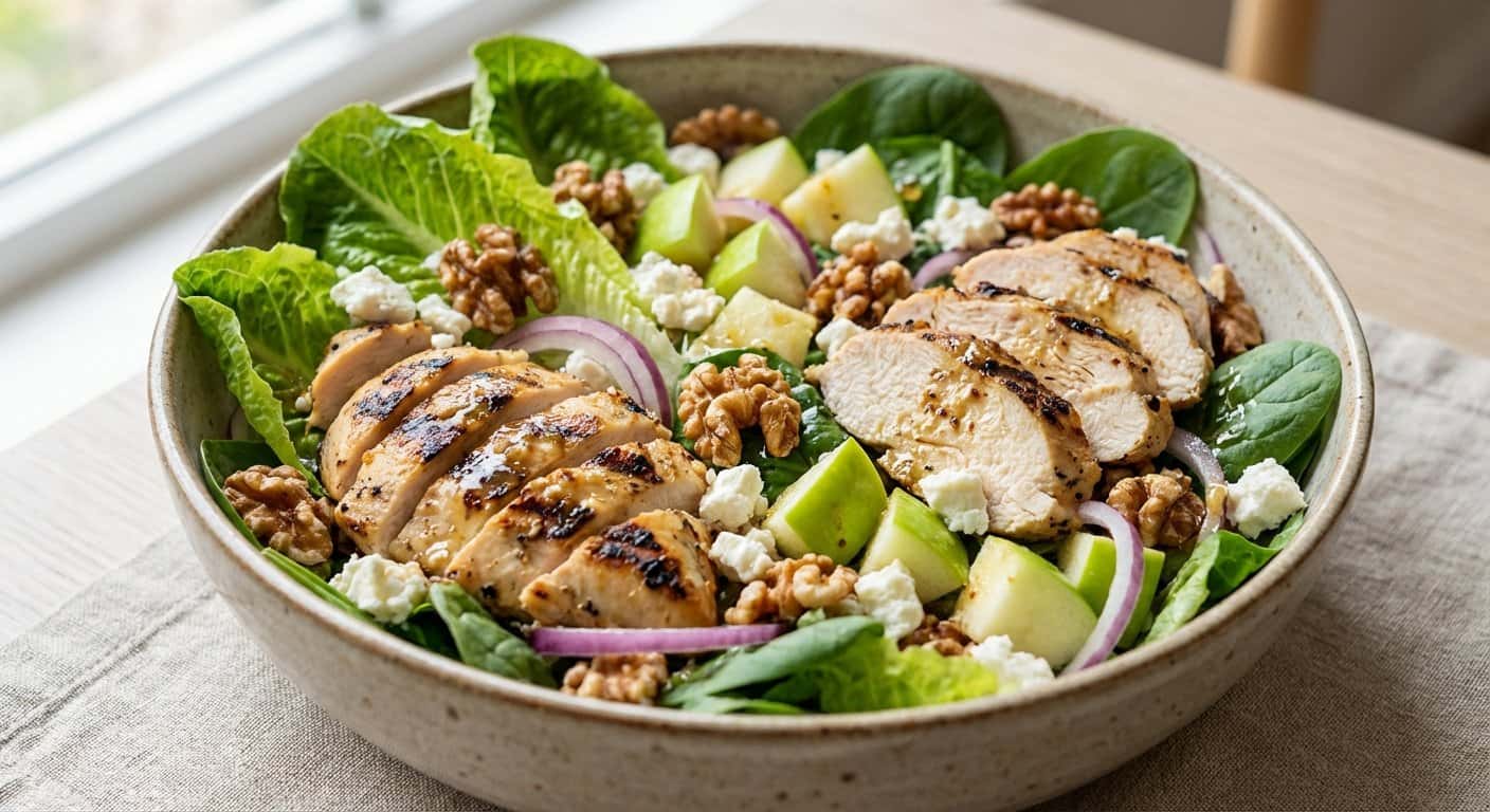 Ensalada de pollo con manzana y nueces