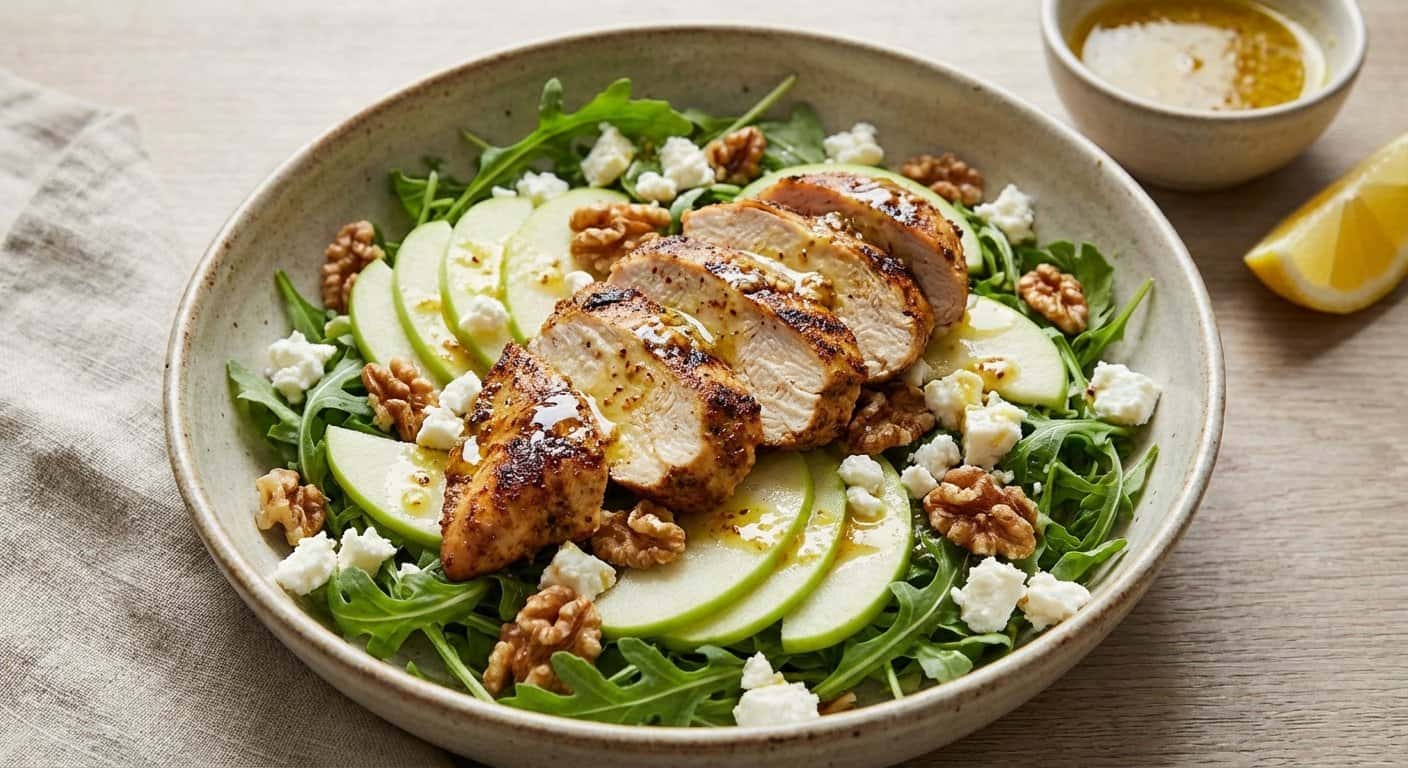 Ensalada de Pollo Especiado con Rúcula y Manzana