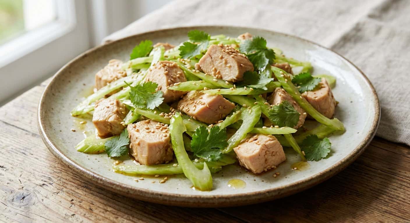 Ensalada de Pollo Marinado con Apio y Semillas de Sésamo