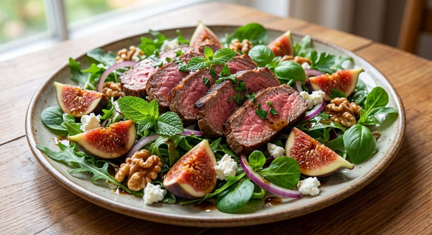 Ensalada de Ternera con Higos y Hierbas Frescas