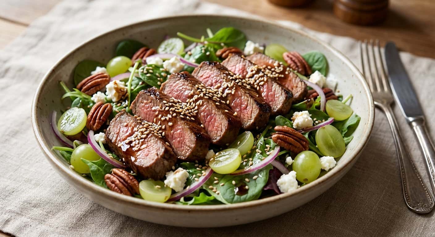 Ensalada de Ternera con Uvas y Semillas de Sésamo
