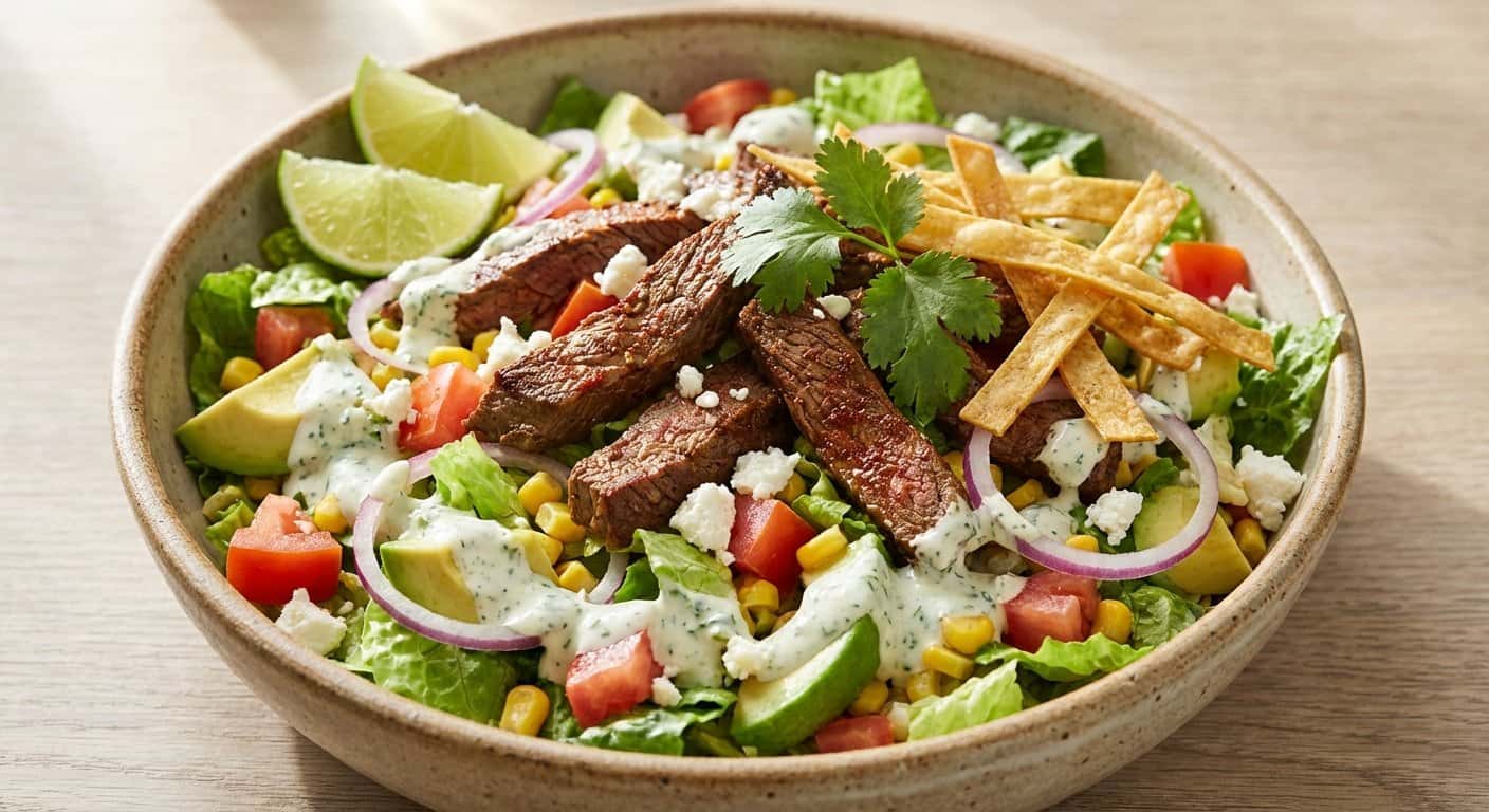Ensalada de Ternera Estilo Mexicano con Salsa de Nata